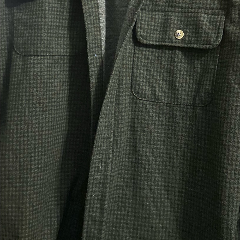 TailorByrd Olive Green Houndstooth Heavyweight Button Down Flannel Large - Picture 4 of 5